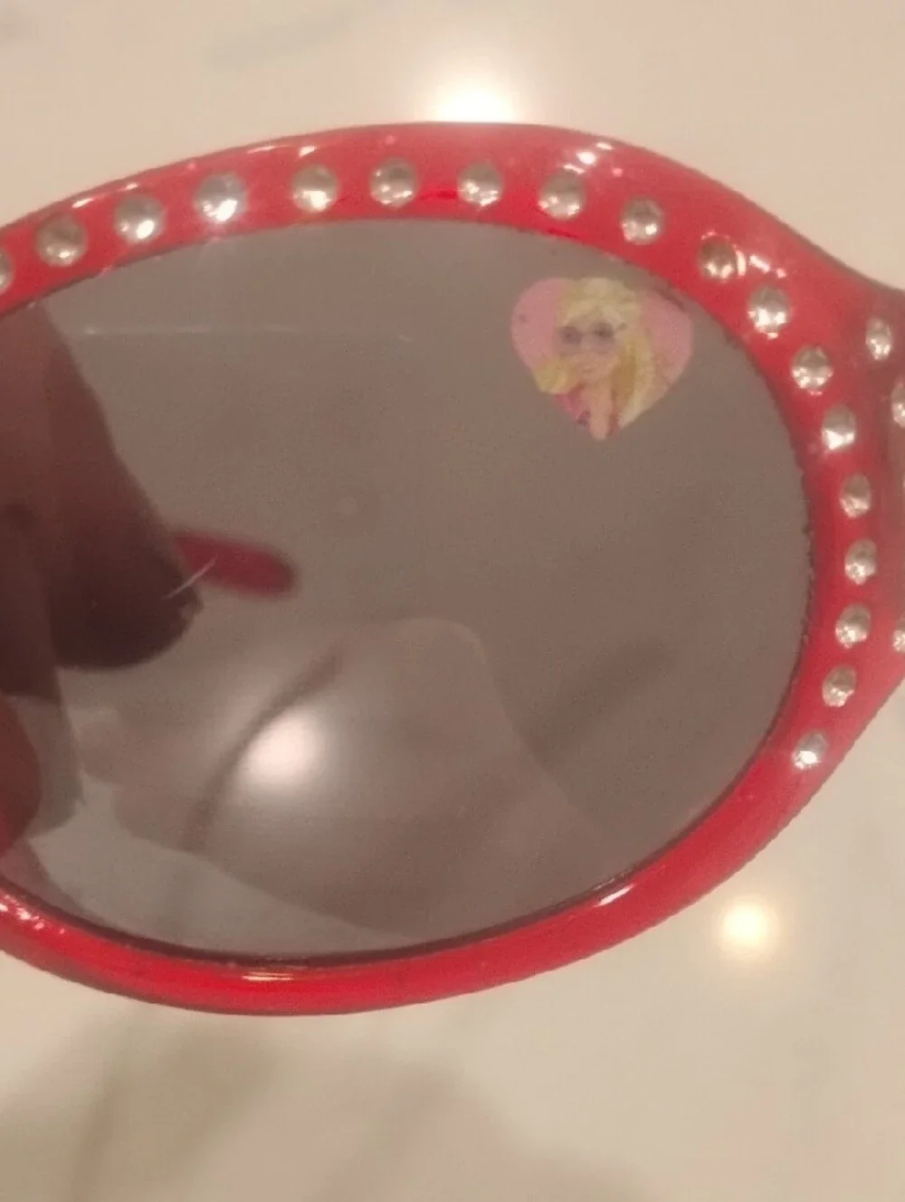 Barbie Red Jeweled Oval Kids Sunglasses